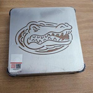 NWT Florida Gators Logo Stainless Steel Coasters w/Caddy - Set of 4